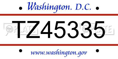 TZ45335 District Of Columbia License Plate