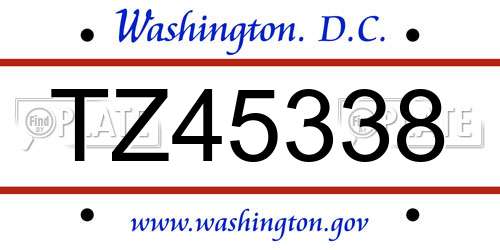 TZ45338 District Of Columbia License Plate