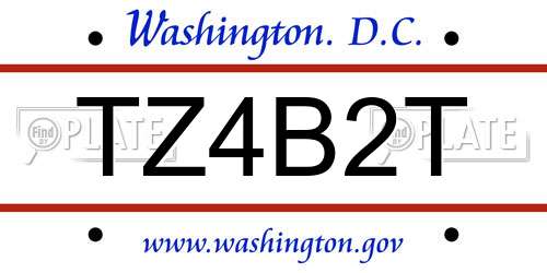 TZ4B2T District Of Columbia License Plate