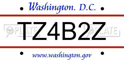 TZ4B2Z District Of Columbia License Plate