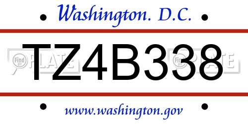 TZ4B338 District Of Columbia License Plate