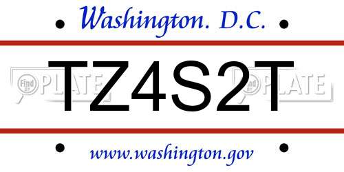 TZ4S2T District Of Columbia License Plate