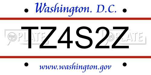 TZ4S2Z District Of Columbia License Plate