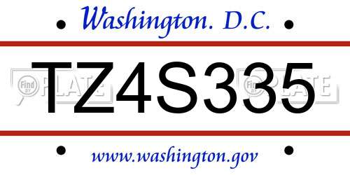 TZ4S335 District Of Columbia License Plate