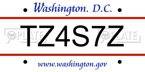 TZ4S7Z District Of Columbia License Plate