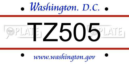 TZ505 District Of Columbia License Plate