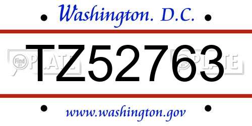 TZ52763 District Of Columbia License Plate