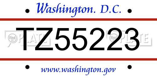 TZ55223 District Of Columbia License Plate