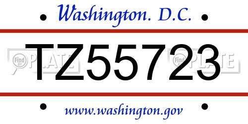 TZ55723 District Of Columbia License Plate