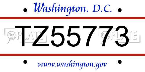 TZ55773 District Of Columbia License Plate