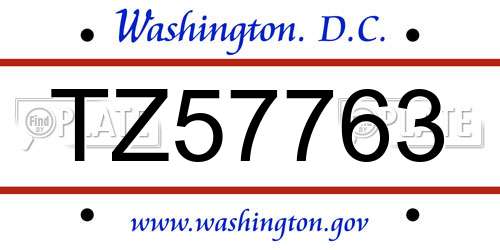 TZ57763 District Of Columbia License Plate