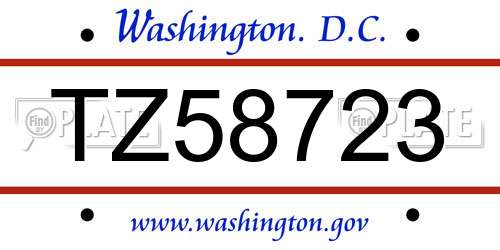 TZ58723 District Of Columbia License Plate