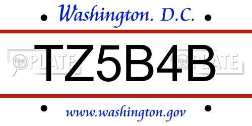 TZ5B4B District Of Columbia License Plate
