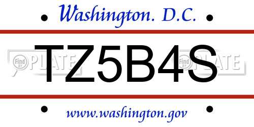 TZ5B4S District Of Columbia License Plate