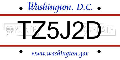 TZ5J2D District Of Columbia License Plate
