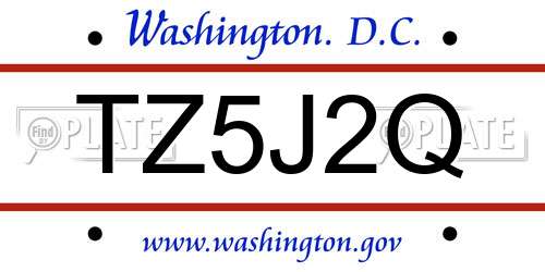 TZ5J2Q District Of Columbia License Plate