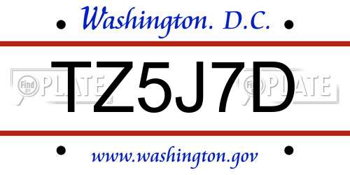 TZ5J7D District Of Columbia License Plate