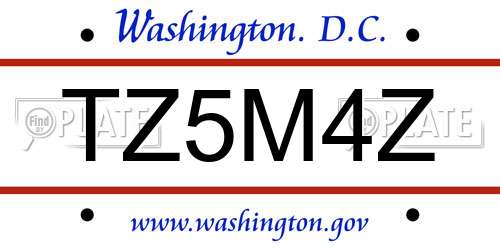 TZ5M4Z District Of Columbia License Plate