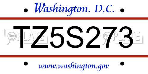 TZ5S273 District Of Columbia License Plate