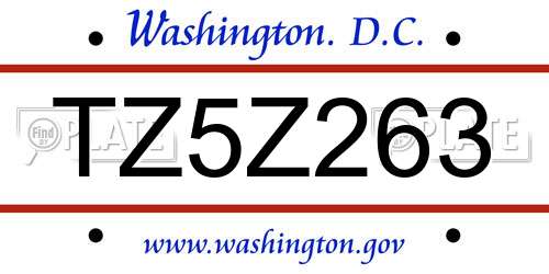 TZ5Z263 District Of Columbia License Plate