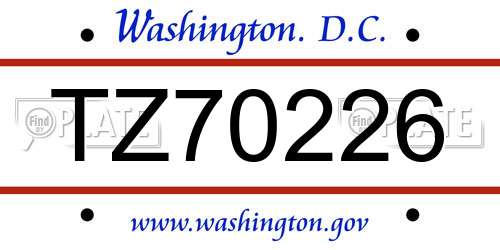 TZ70226 District Of Columbia License Plate