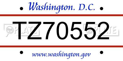 TZ70552 District Of Columbia License Plate