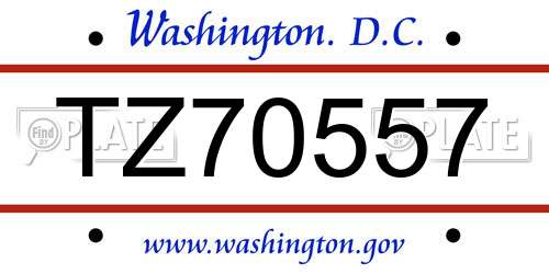 TZ70557 District Of Columbia License Plate