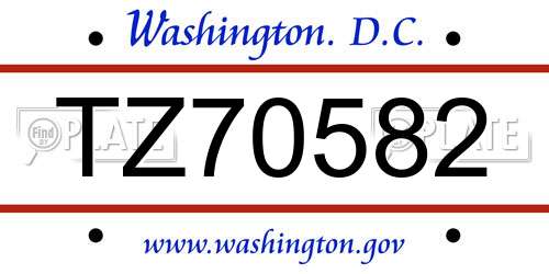 TZ70582 District Of Columbia License Plate
