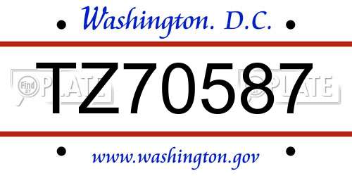 TZ70587 District Of Columbia License Plate