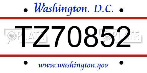 TZ70852 District Of Columbia License Plate