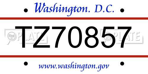 TZ70857 District Of Columbia License Plate