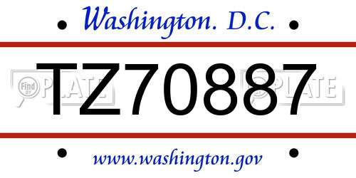 TZ70887 District Of Columbia License Plate