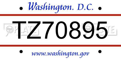 TZ70895 District Of Columbia License Plate