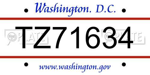 TZ71634 District Of Columbia License Plate