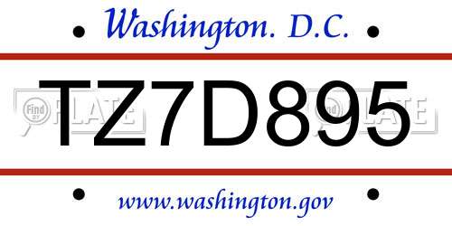 TZ7D895 District Of Columbia License Plate