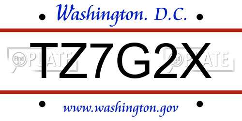 TZ7G2X District Of Columbia License Plate