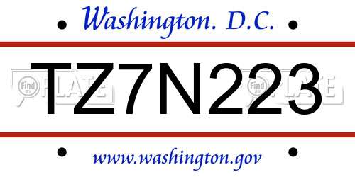 TZ7N223 District Of Columbia License Plate