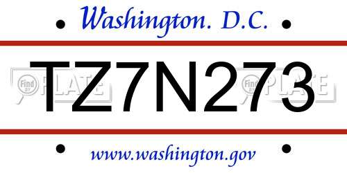 TZ7N273 District Of Columbia License Plate