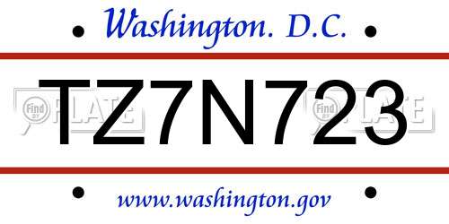 TZ7N723 District Of Columbia License Plate