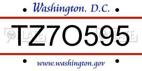 TZ7O595 District Of Columbia License Plate