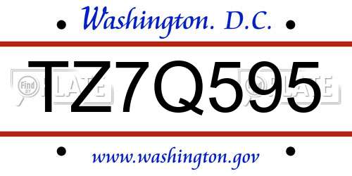 TZ7Q595 District Of Columbia License Plate