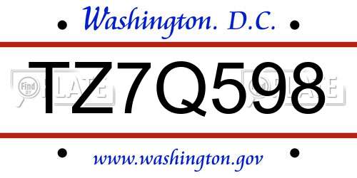 TZ7Q598 District Of Columbia License Plate