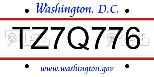 TZ7Q776 District Of Columbia License Plate