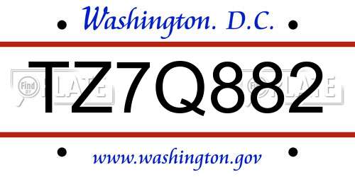 TZ7Q882 District Of Columbia License Plate