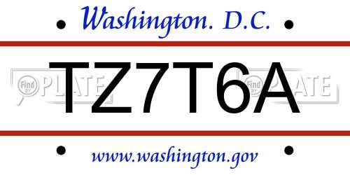 TZ7T6A District Of Columbia License Plate