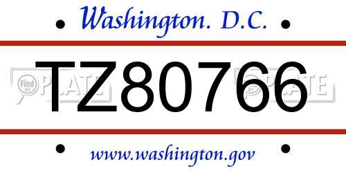 TZ80766 District Of Columbia License Plate