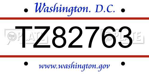 TZ82763 District Of Columbia License Plate