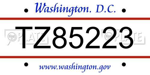 TZ85223 District Of Columbia License Plate