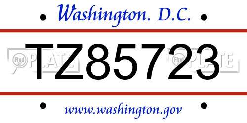 TZ85723 District Of Columbia License Plate