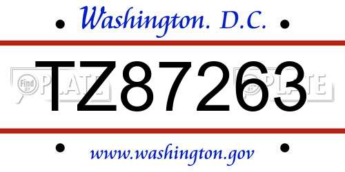 TZ87263 District Of Columbia License Plate